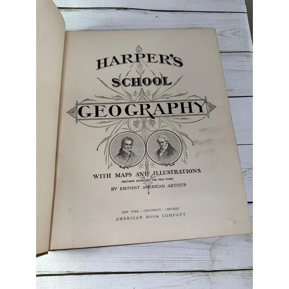 Harper's School Geography American Book Company 1896 Hardcover Missouri Iowa Ed